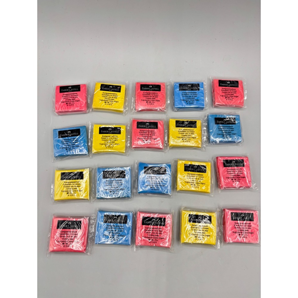 Faber-Castell Kneadable Art Eraser Bulk Lot‎ 20ct Pink Yellow Blue New